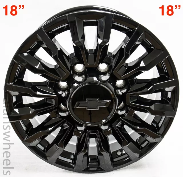 4 New 18” Chevy Silverado 2500 3500 Hd Oem Gloss Black 8 Lug Wheels