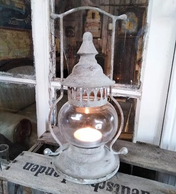 Schiffslaterne Laterne Antik Landhausstil Metall Glas Shabby Cottage Windlicht