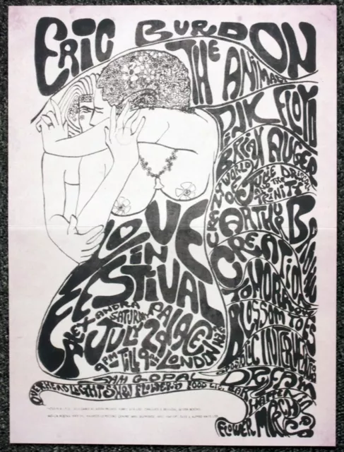 Pink Floyd Repro 1967 Alexandra Palace Love-In Concert Poster Syd Barrett