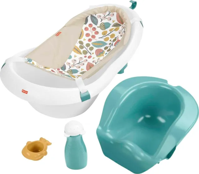 Fisher-Price 4-In-1 Tub Pacific Pebble, Convertible Baby to Toddler Bath Tub wit
