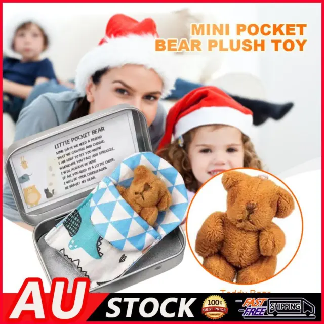 Pocket Bear Tin Tiny Pocket Plush Bear in a Tin Box Soft Stuffed Bear Doll Toy