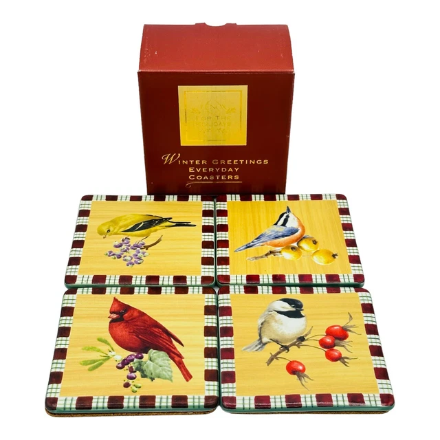 Lenox Winter Greetings Everyday Coasters Christmas Set of 4 NEW IN BOX