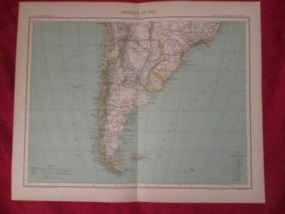 AMERIQUE SOUTHERN STATES CARTE ATLAS 19éme COULEUR W.HUGHES 1886 ROTHSCHILD Ed 