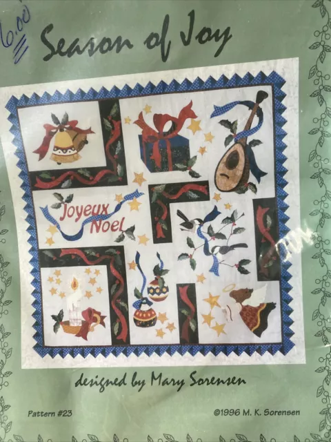 Vtg Season of Joy Applique Quilt Pattern Only 23 Mary K Sorensen 1996