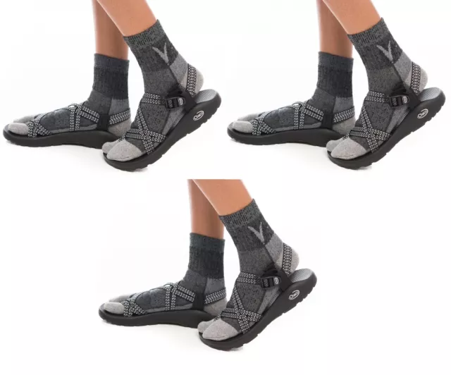 3 Pairs Charcoal Grey Wool Split Toe Tabi Socks For Hiking, Casual **Factory 2nd