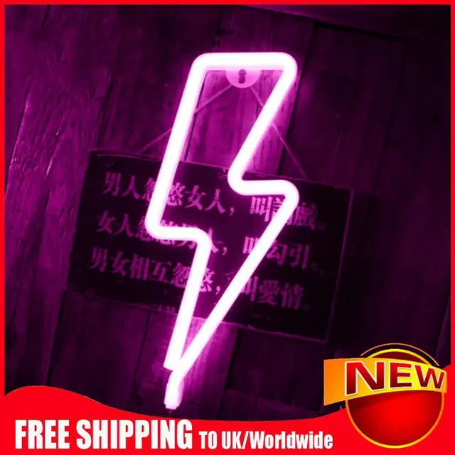 Flash Shaped Neon Lights USB Battery Operated Hanging Night Lamp (Pink)