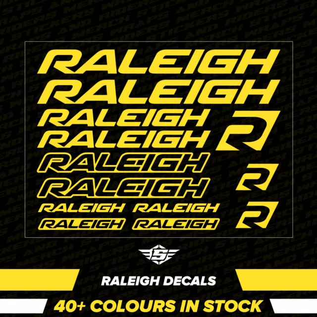13PC RALEIGH Vinyl Decals Stickers 40+colours - cycling MTB BMX road bike frame