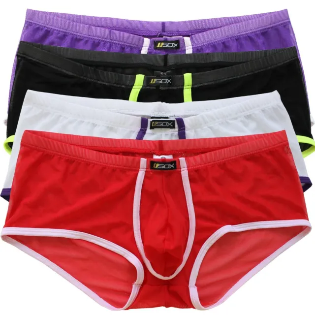 MENS BIKINI BULGE Pouch Underwear Sexy See Through Boxer Briefs Tulle ...
