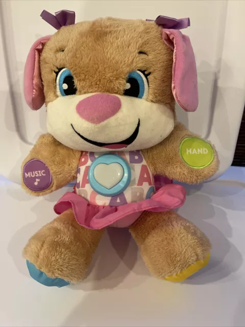 Fisher Price Musical Tummy Interactive Talking Learning Plush Bear 13" Preowned