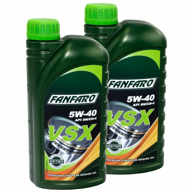 2x 1 Liter FANFARO Motoröl VSX 5W-40 API SN Motorenöl Motor ÖL Audi BMW VW Öl