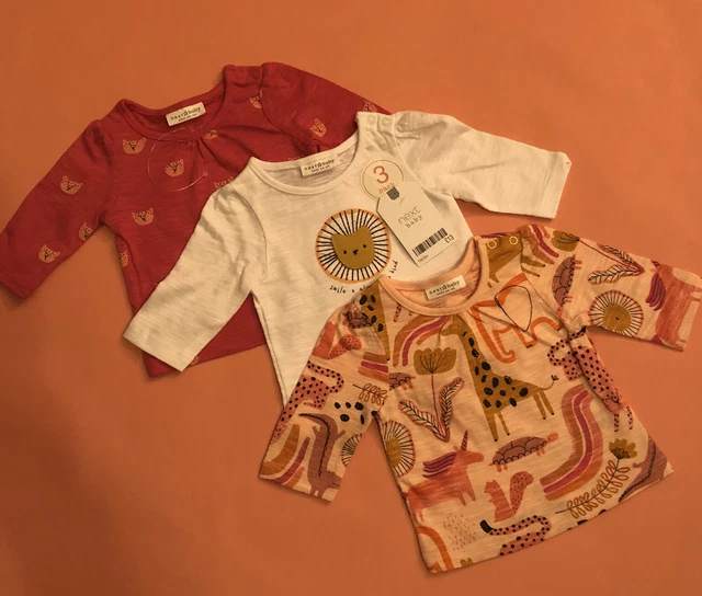NEXT 3 Pack T-shirts Baby Girls Multi First size Newborn RRP £13