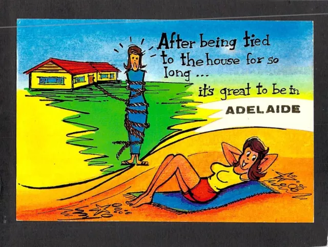 B4138 Australia Humour Being tied to the house Adelaide Greetings postcard