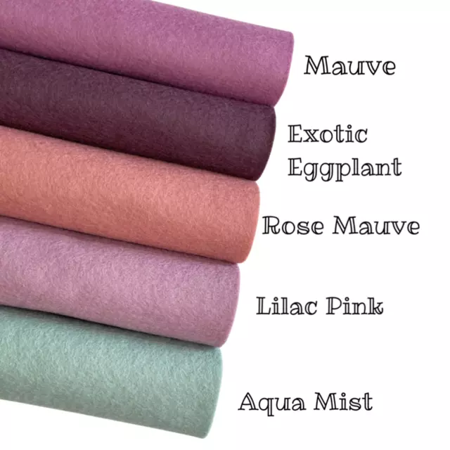 Mauve Mood Pure Wool Felt 5 Sheet Bundle - 1mm - Australian Felt Wool Supplier