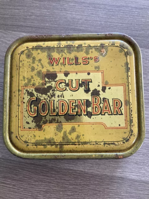 (9cm) vintage 'WILLS Cut Golden Bar'  Tobacco TIN