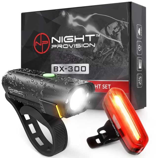 BX-300 Rechargeable Bike Light Set - Powerful Front and Back Lights, Bicycle ...