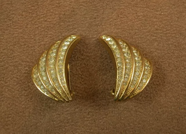 Superbe Paire De Clips Boucles D'oreille Vintage Signées Christian Dior