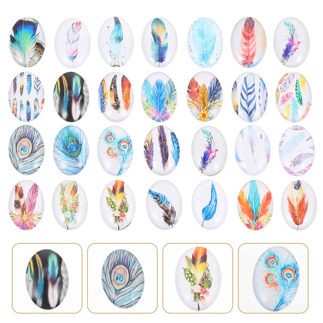 50 pièces Pierres précieuses demi-rondes Cabochons en verre imprimés