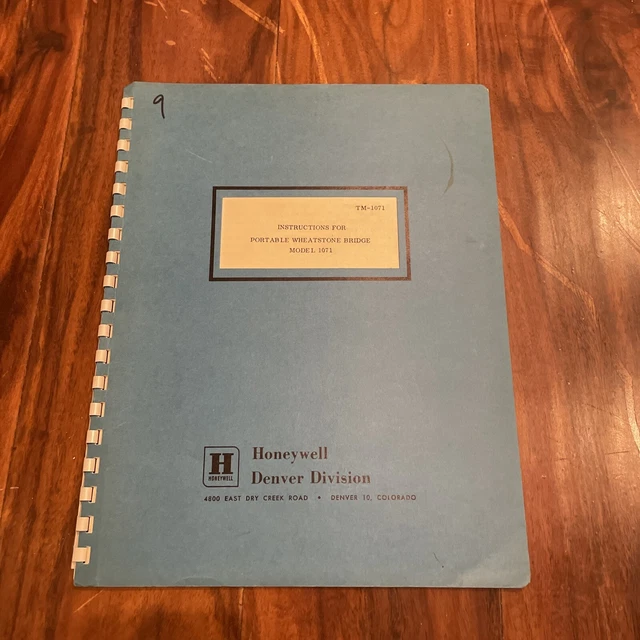 Honeywell Model 1071 Portable Wheatstone Bridge Instruction Manual TM-1071  1963