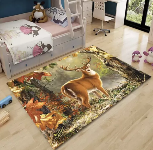 Deer Pattern Rug Non Slip super soft washable Area rug Carpet Hallway Runner Bed