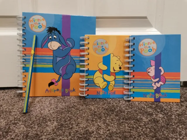 Winnie The Pooh Adressbuch, Notizblock, Notizbuch und Bleistift Set brandneu