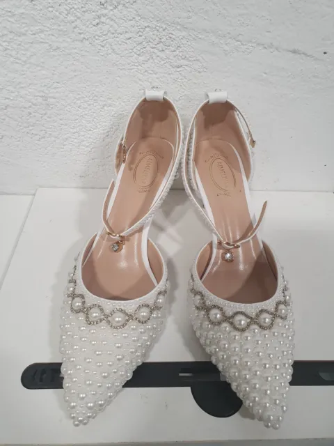 Wedding shoes for Bride 3"White pearl EU 38/US 7.5