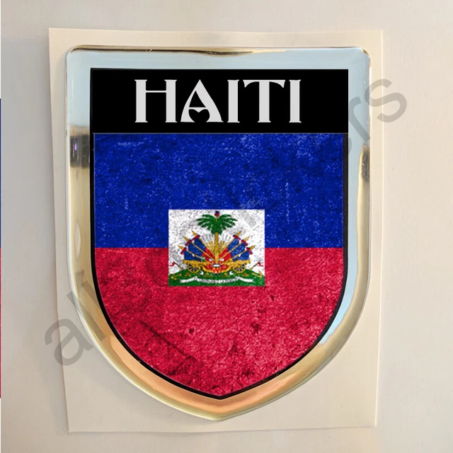 Haiti Adesivi Scudetto 3D Bandiera Sporco Resinato Adesivo Vinile Resinati