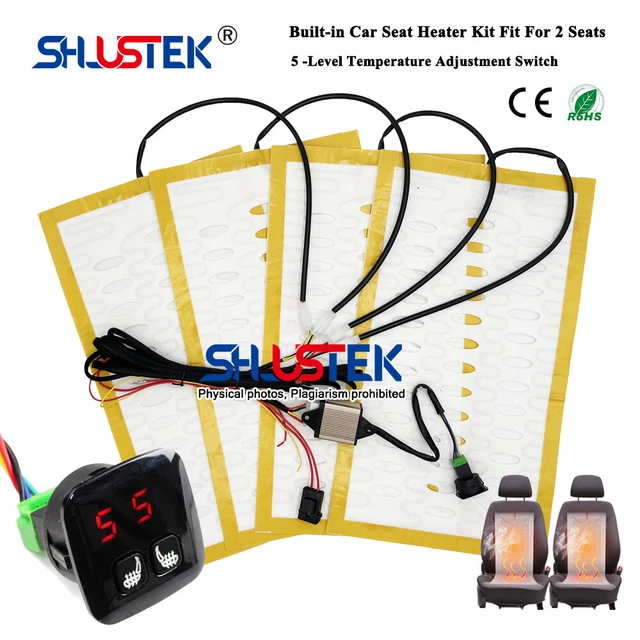 Built-in Car Seat Heater Kit Fit 2 Seats 12V Heating Pad Digital Display Switch