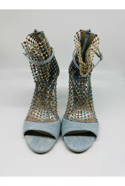 RENE CAOVILLA Light Blue Galaxia Embellished Sandals