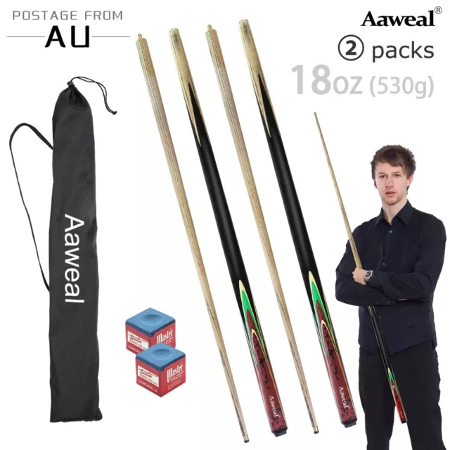 57" WOODEN POOL SNOOKER BILLIARD CUE SET 2-Section Sports Cues Sticks 9.5mm Tip