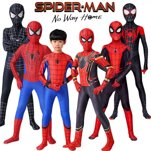 Kids Boys Cosplay Spiderman Superman Fancy Dress Party Jumpsuit Costume 3-12 Age