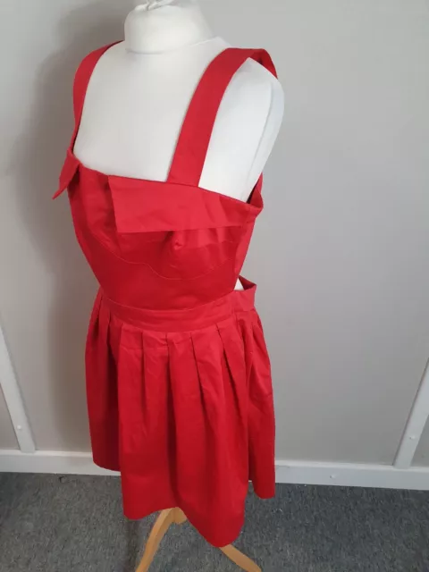 Asos Red Open Back Chunky Strap Skater Dress Womens Size 16 (Gg22) 3