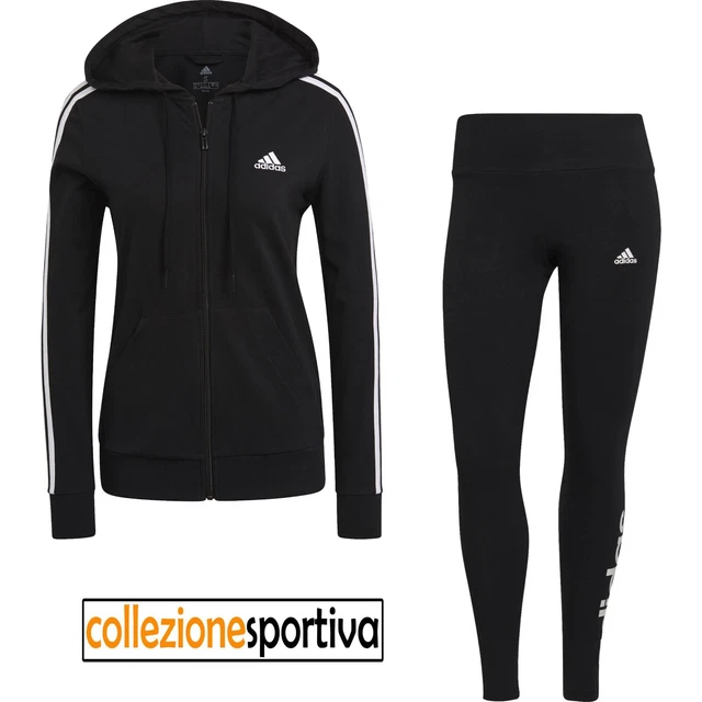TUTA RAGAZZA/DONNA ADIDAS ESSENTIALS 3-STRIPES LEGGINGS- GL0633+GL0798 col. nero