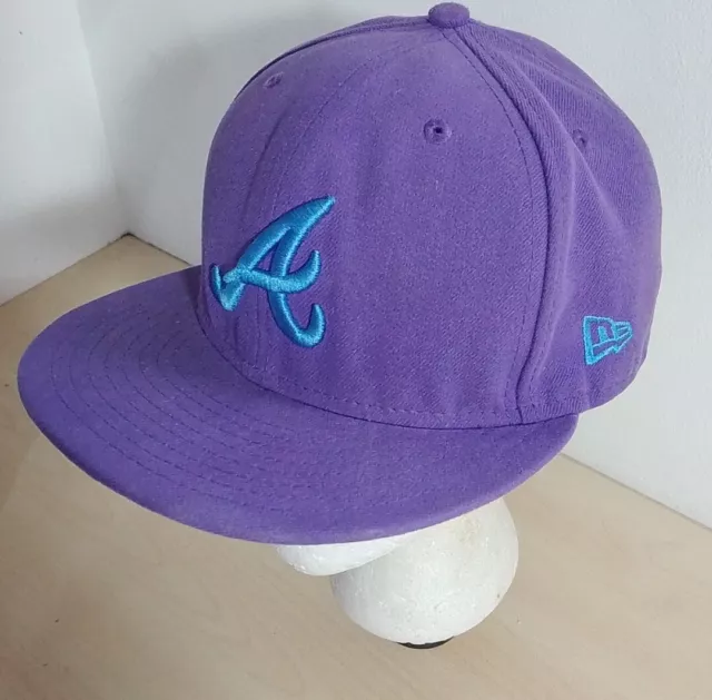 Atlanta Braves New Era 59Fifty Fitted Baseball MLB Cap Hat Size 7 1/4 Purple