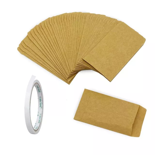 Lyaor 100 Pezzi Mini Sacchetto Gommato di Carta Kraft Busta Pacchetti Marrone