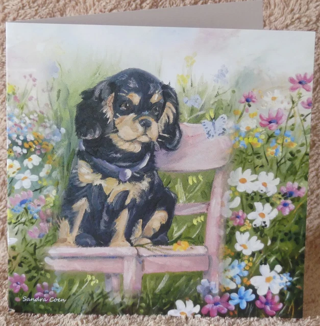 Cavalier King Charles Spaniel Dog Greeting Card 08 Sandra Coen Artist
