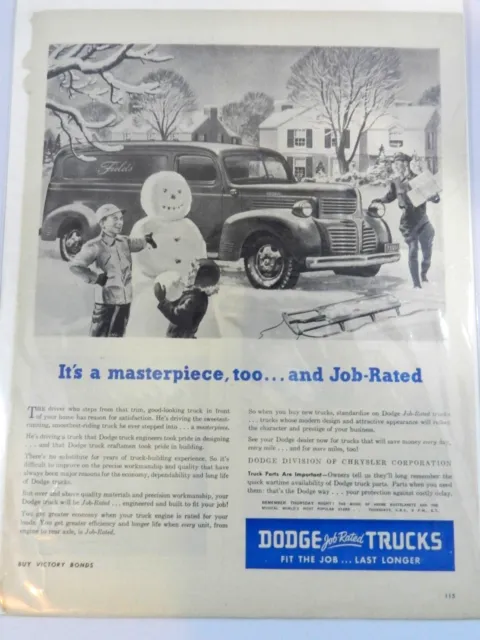 Vintage Dodge Trucks Advertisement Job Rated Models Original Print AD