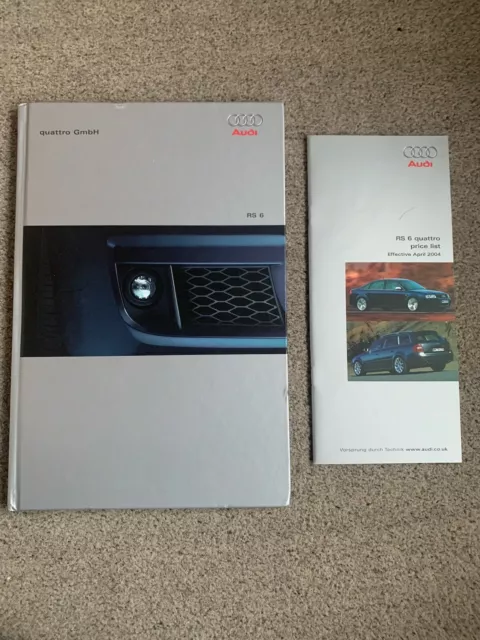 Audi RS6 Quattro Hardbacked Sales Brochure And Price List 2003/04 English