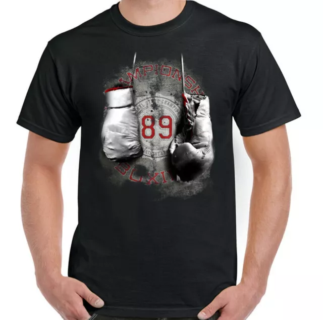 Boxing 89 Mens Boxer T-Shirt MMA Fighting Training Top Gym Sparring Gloves Tyson