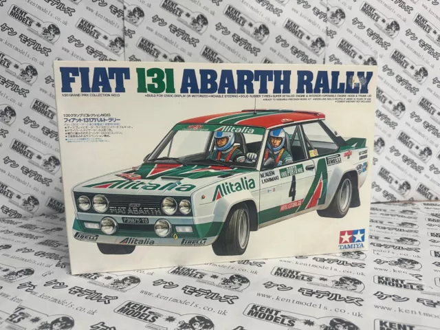 Tamiya Vintage 1:20 Maßstab Fiat 131 Abarth Rally Alitalia statischer/motorisierter Bausatz