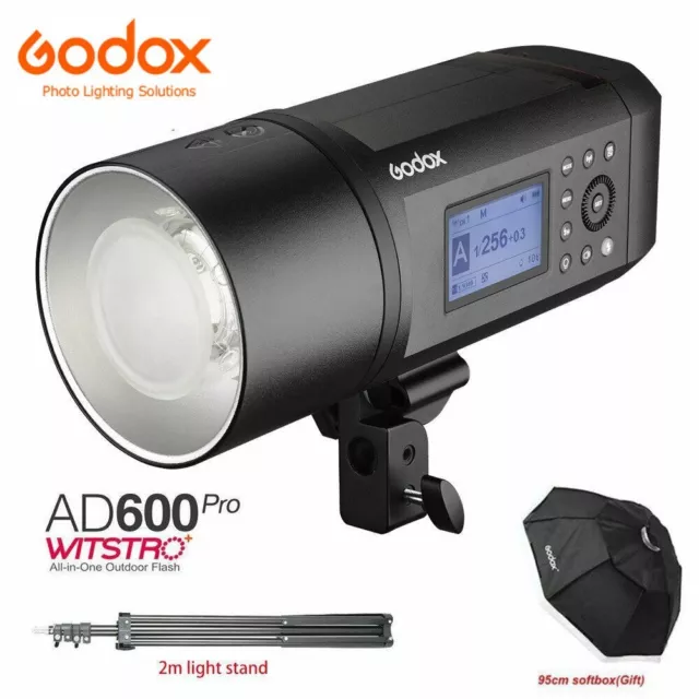 AU Godox AD600Pro 2.4G 600WS TTL Outdoor Flash+2m Light stand+95cm Softbox Gift