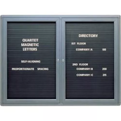 Quartet Enclosed Magnetic Directory, 48 x 36, Black Surface, Graphite Aluminum F