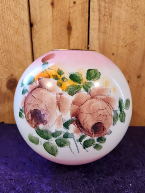 Antique 10 Inch Hand Painted Milk Glass gone with the wind ball shade