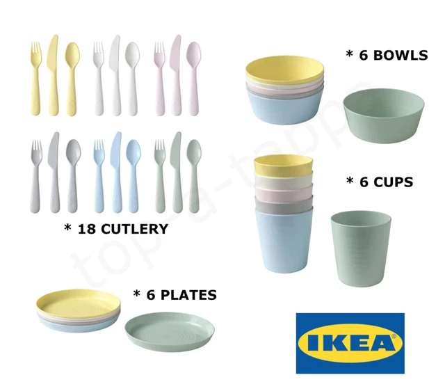 IKEA ORIGINAL KALAS 36 Piece Set Plastic Plates / Cups / Bowls