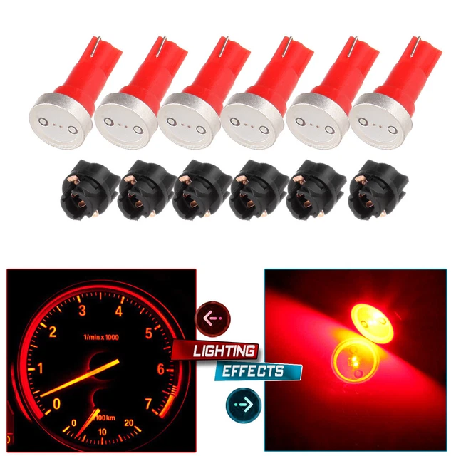 6x T5 Red High Power LED Bulbs Instrument Panel Cluster Lights + Twist Socket
