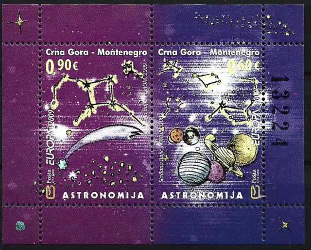 Montenegro - Astronomie Block 8 postfrisch 2009 Mi. 208-209