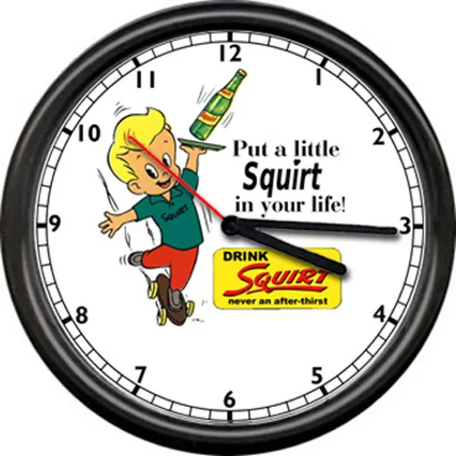 Squirt Soda Pop Diner Retro Advertising Skateboard Boy Sign Wall Clock