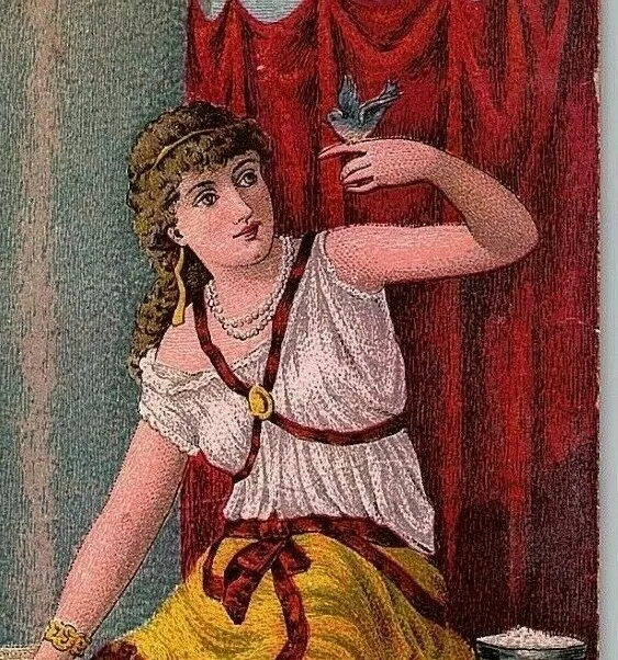 Trade Victorian Card M N Terry Domestic Sewing Machines Greek Roman Lady & Bird