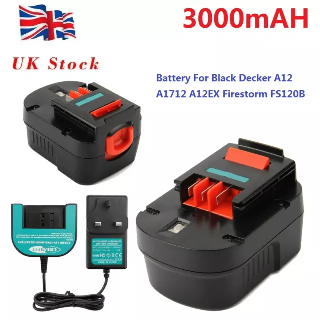 Shentec 3500mAh 12V Battery Compatible with Black and Decker 12V A1712  FS120B FSB12 HPB12 A12 A12-XJ A12EX Firestorm FS120B FS120BX (Battery  Charger