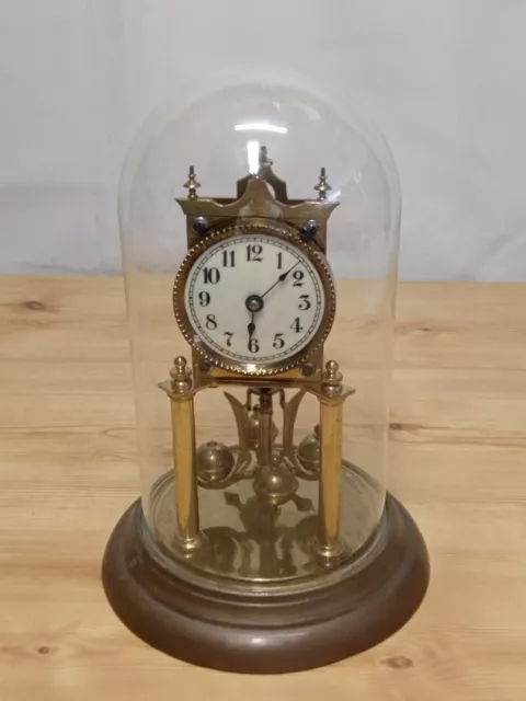 Antique DRGM German 400 Day Brass Torsion Anniversary Dome Clock - UNTESTED