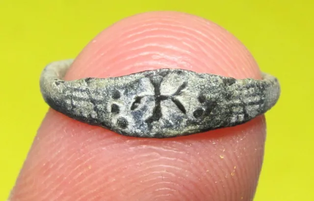 AMAZING SPANISH MEDIEVAL KNIGHTS CRUSADERS  TEMPLAR CROSS RING  11-13th. C (2)